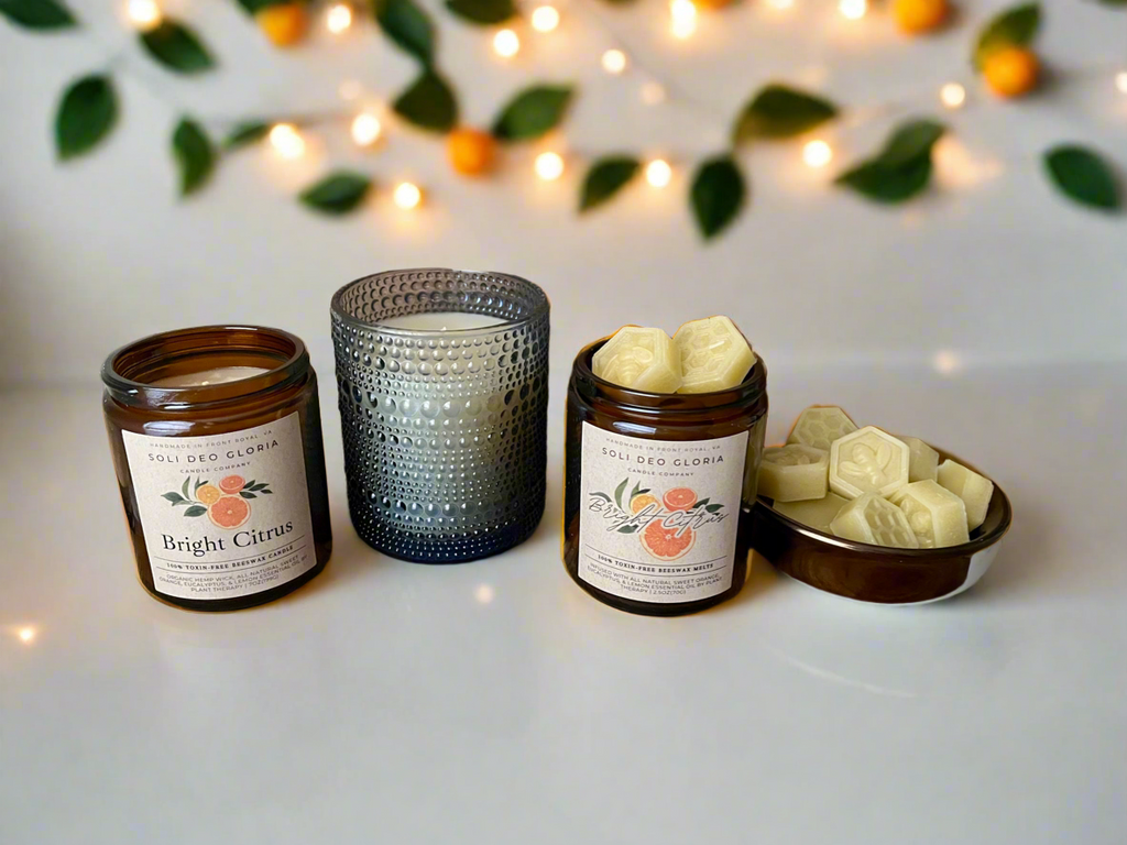 Bright Citrus | Natural Beeswax Candle with Organic Essential Oils