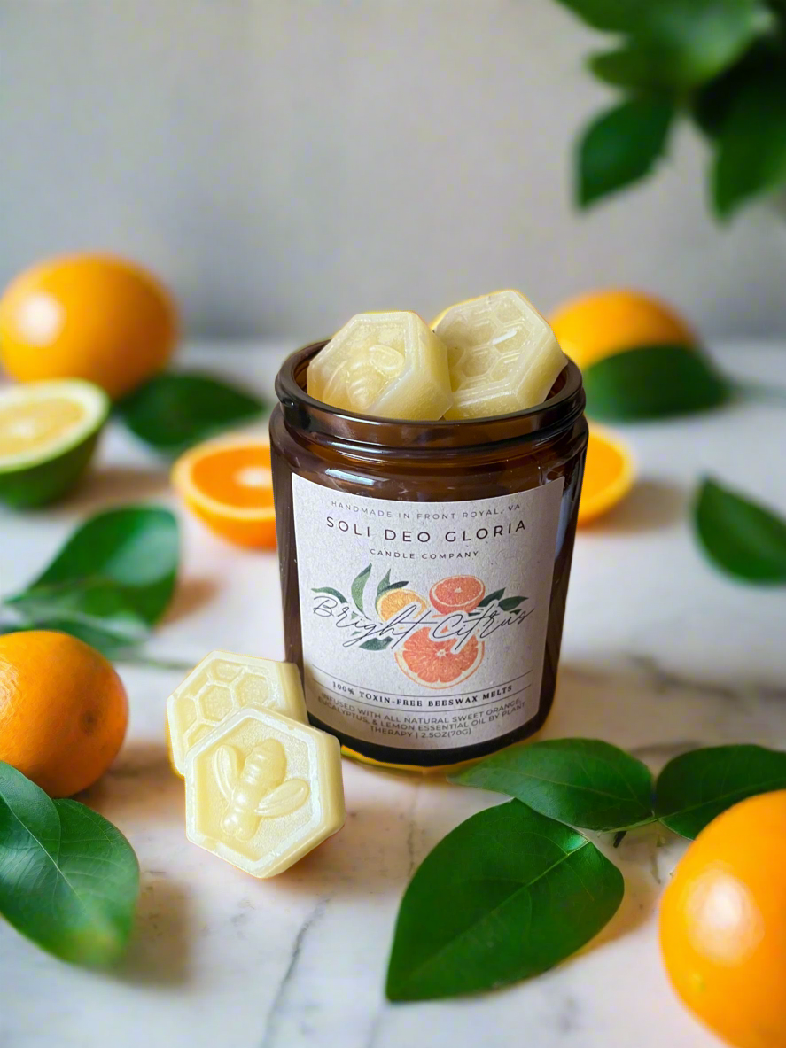 Bright Citrus | Natural Beeswax Candle with Organic Essential Oils
