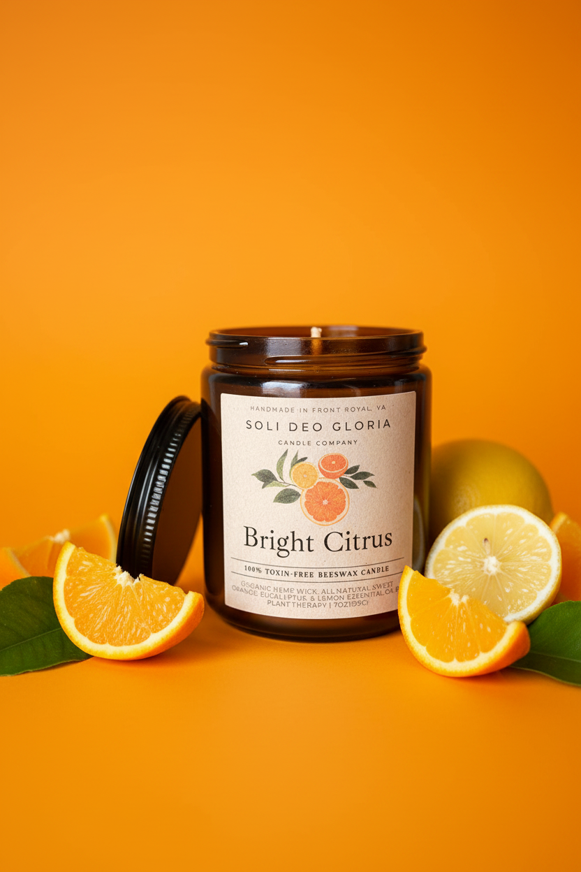 Bright Citrus | Natural Beeswax Candle with Organic Essential Oils